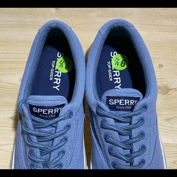 Sperry Top Sider Blue Canvas Lace Up Sneakers 9.5 - Picture 5 of 8